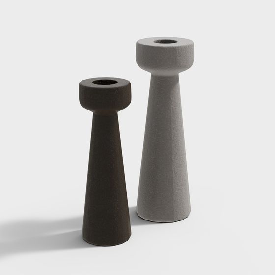 Low-Poly Geometric Candle Holder Set 3D model