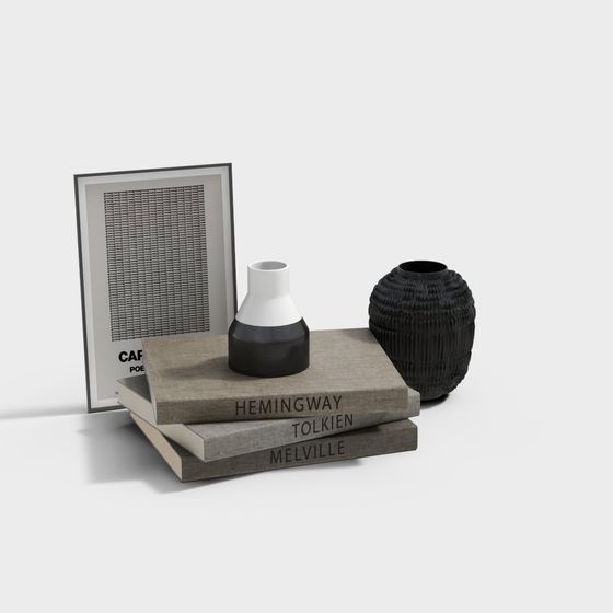 Stylish Literary Corner 3D Model for Contemporary Spaces