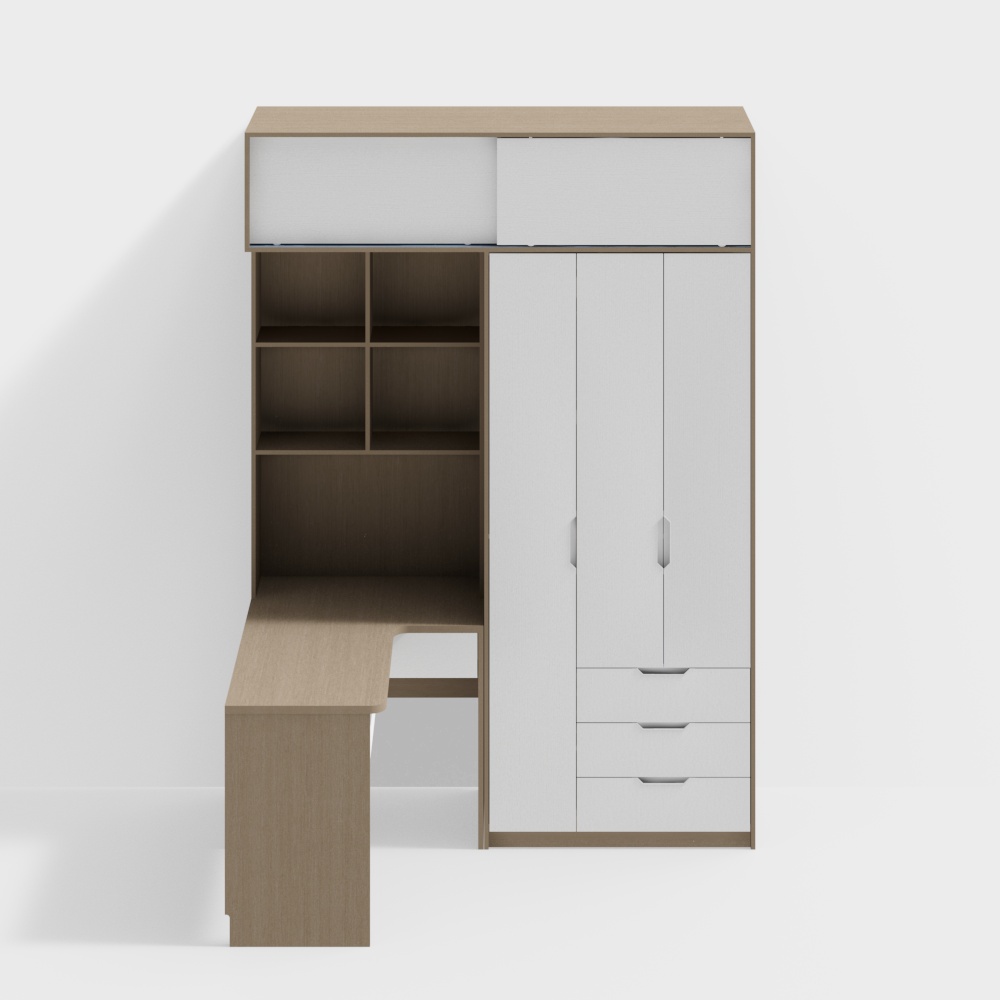 Corner Desk Wardrobe with 3 Doors