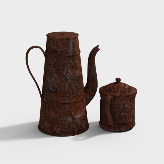 Rusty Teapot Set 3D model