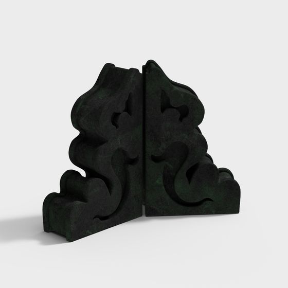 Ancient Style Bookshelf Corner 3D model