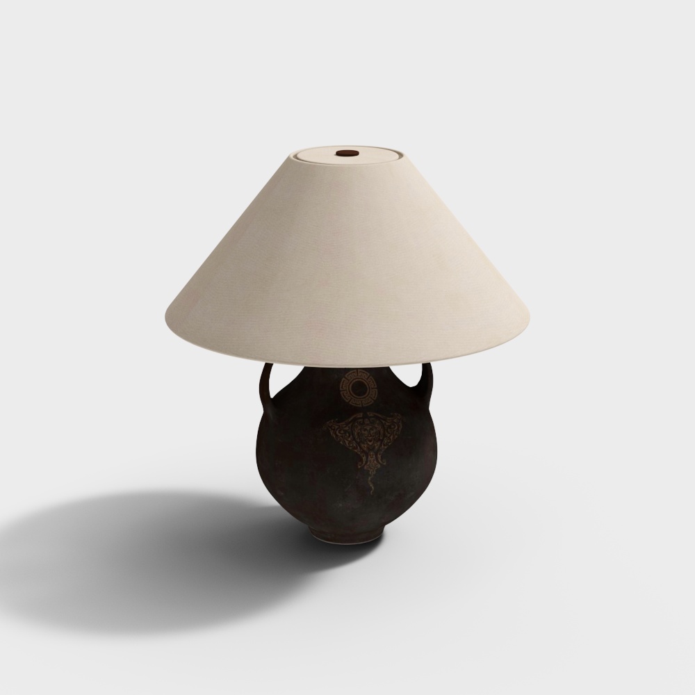 Vintage Table Lamp 3D Model – Elegant Black Metal Design