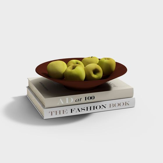 Apple and Bookshelf 3D model