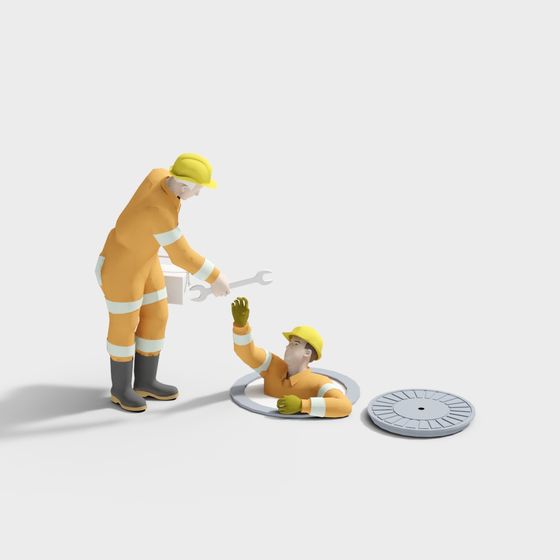 Low Poly Underground Worker 3D model