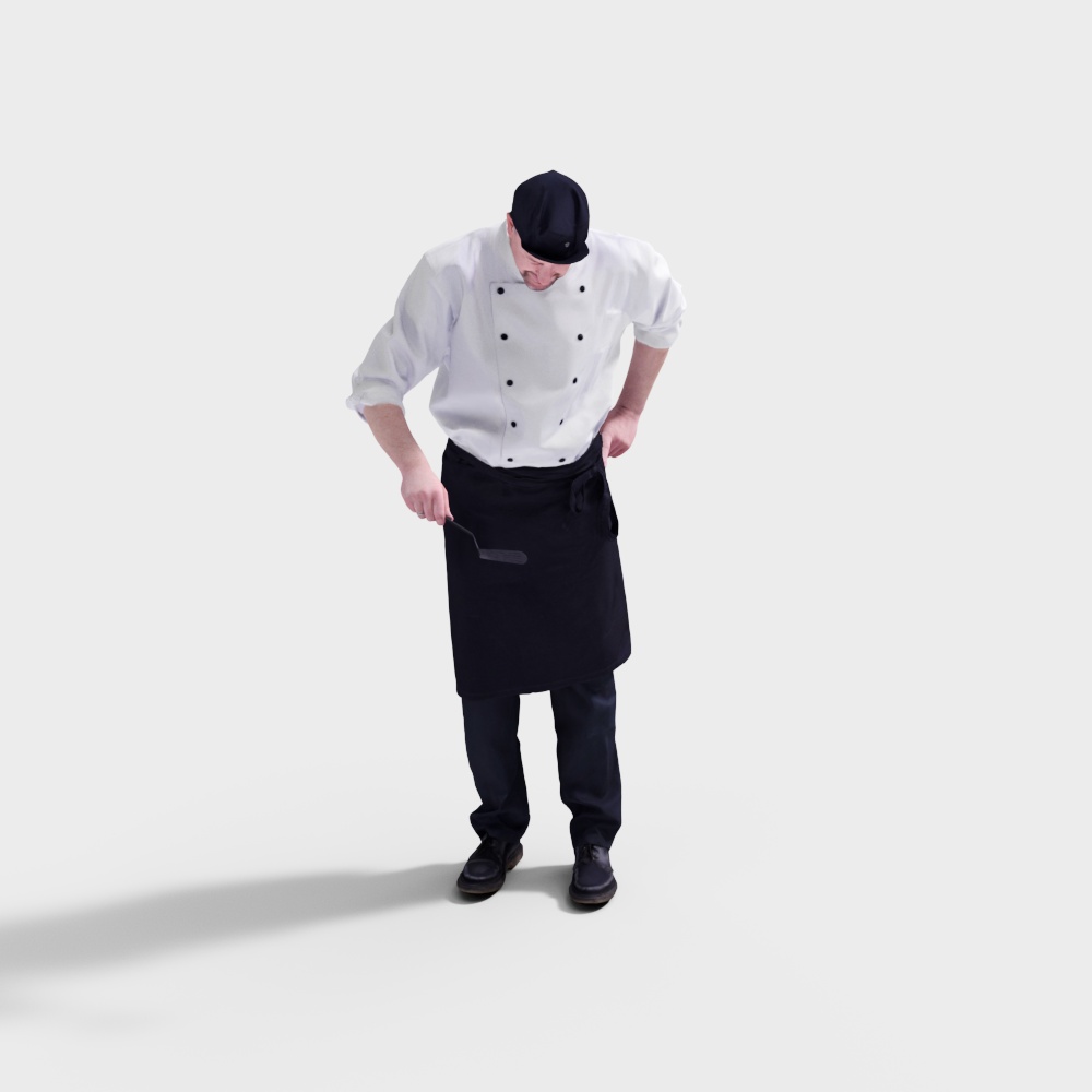 Chef 3D Model in Kitchen Scene