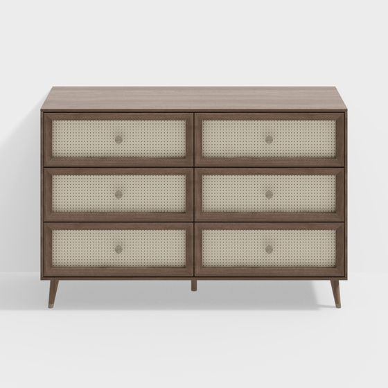 Elegant 6-Drawer Cabinet 3D model