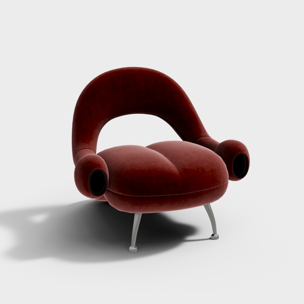 Swoon Chair 3D Model – Red Velvet Modern Design