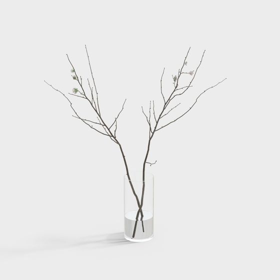 Elegant Winter Branches Vase 3D model