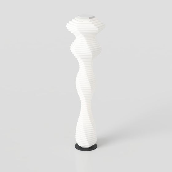 Spiral Column 3D Model in White Aesthetic