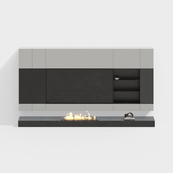 Sophisticated Fireplace Decor Cabinet 3D model