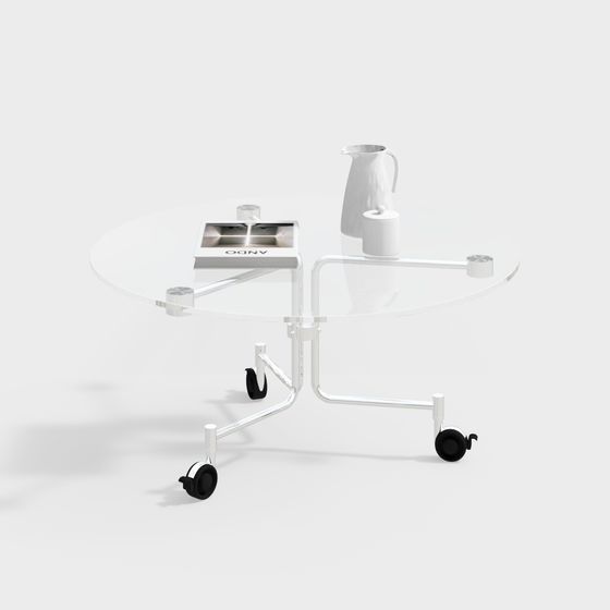 Elegant Mobile Glass Coffee Table 3D model for Modern Spaces
