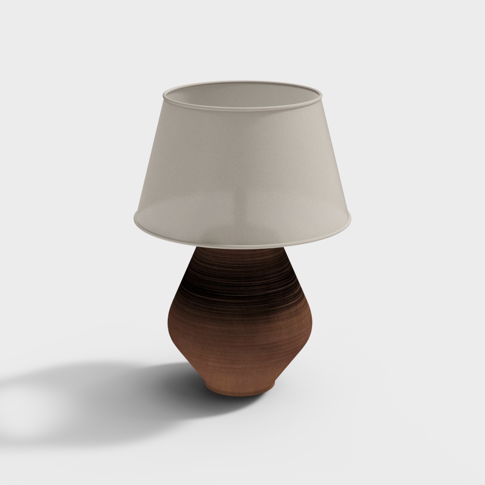 Stylish 3D Table Lamp Model – Brown Base & Gray Shade