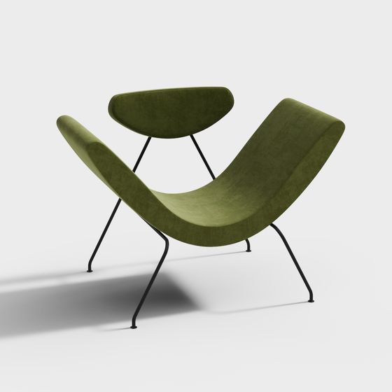 Stylish Curved Low Poly Seat 3D model