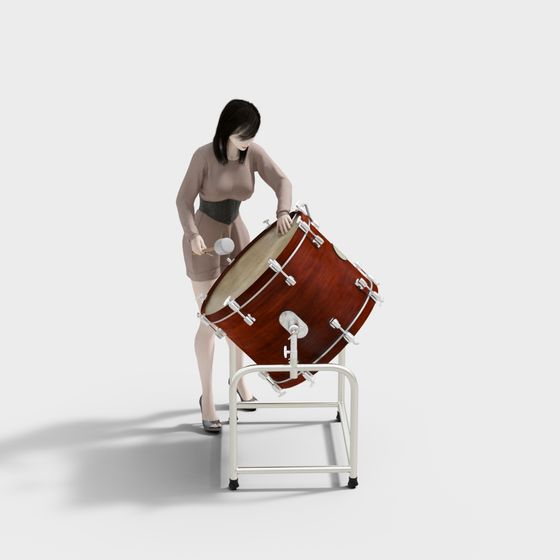 Stunning Drummer and Bass Drum 3D model