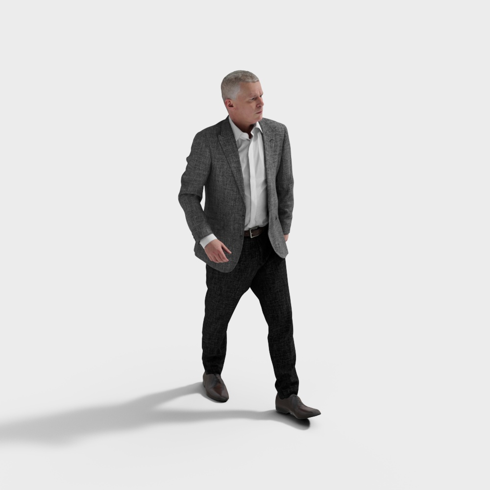 Stylish Businessman 3D model in Gray Checkered Suit