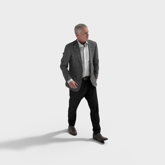 Stylish Businessman 3D model in Gray Checkered Suit