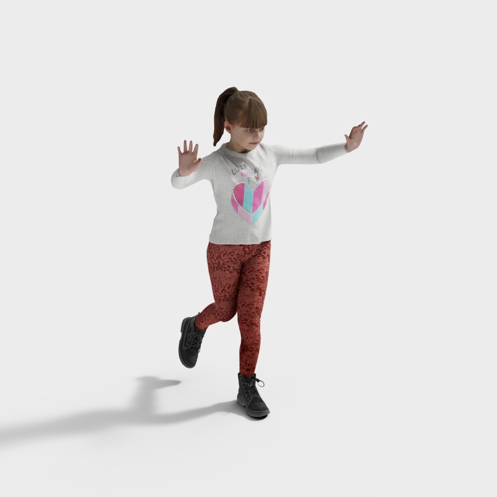 Jumping Little Girl 3D Model