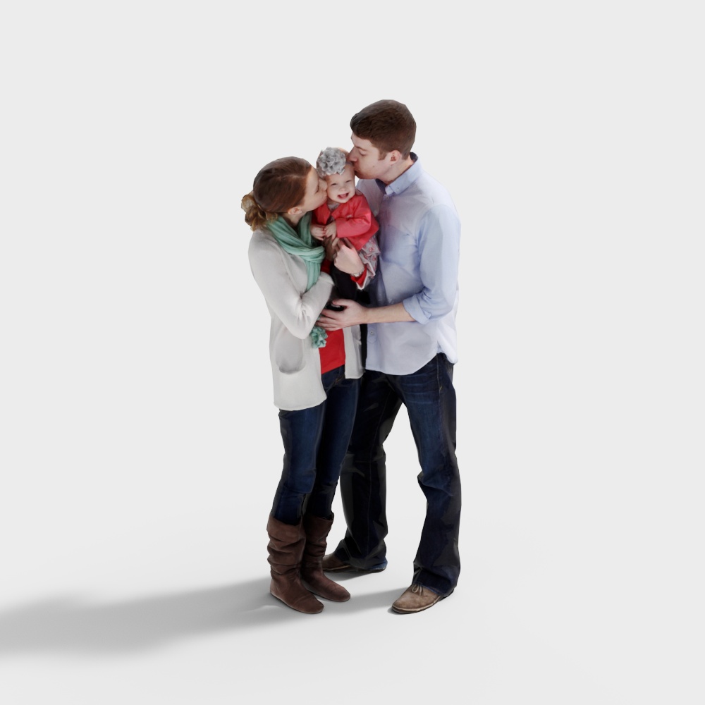 Family Embrace 3D model - Low Poly Design
