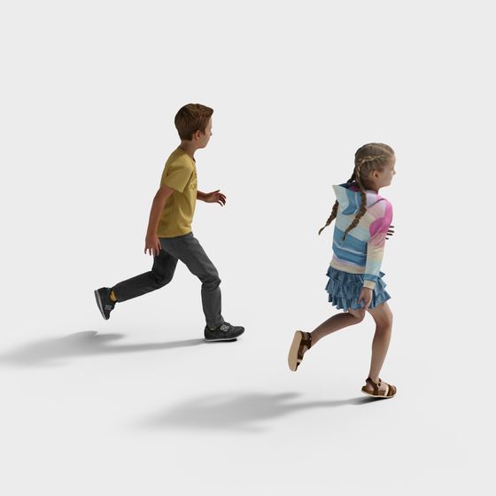 Running Kids 3D model