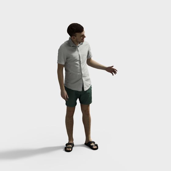 Stylish Low-Poly Summer Character 3D Model