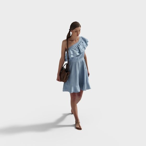 Elegant Blue Dress 3D model for Creative Projects