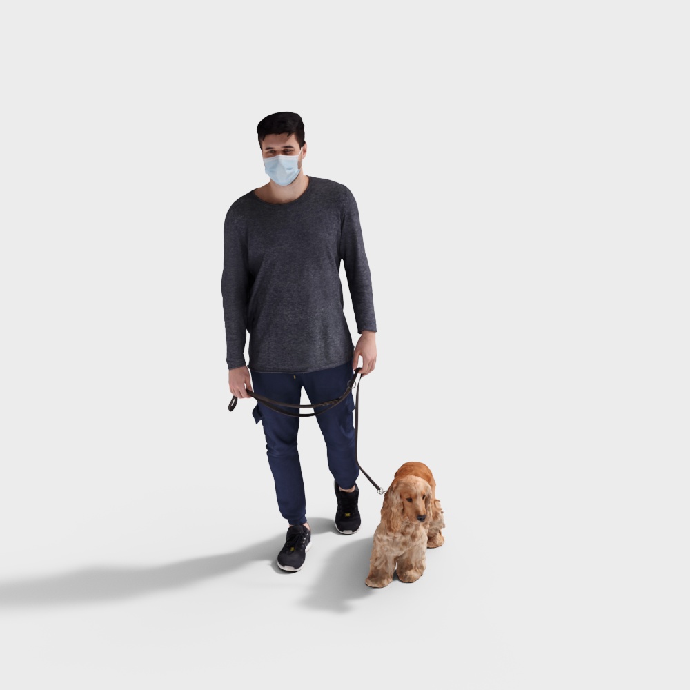 Dog Walker 3D Model for Lively Scenes