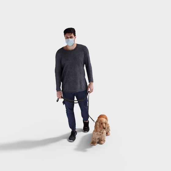 Dog Walker 3D Model for Lively Scenes