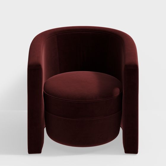 Luxurious Red Velvet Armchair 3D model