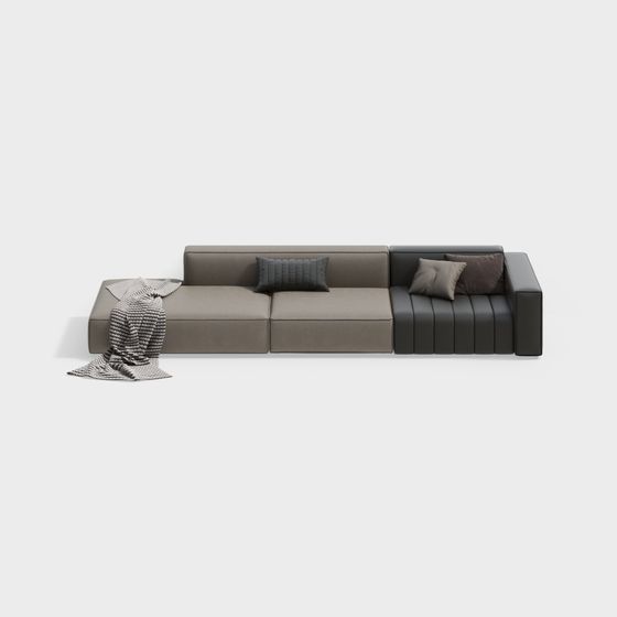 Stylish Low Polygon Sofa 3D model for Modern Interiors