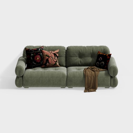 Charming Olive Green Sofa 3D model