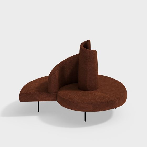 Stylish Curved Sofa 3D model for Modern Spaces