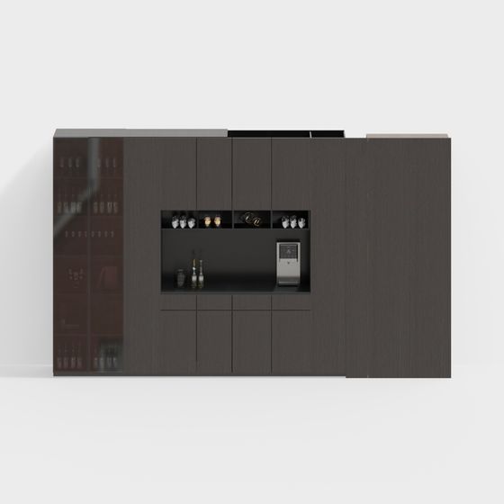 Stylish Low-Poly Bar Cabinet 3D model