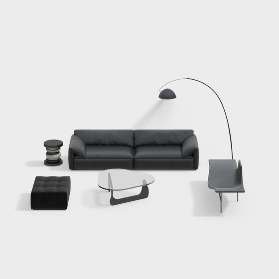 Urban Living Room Set 3D model for Modern Spaces