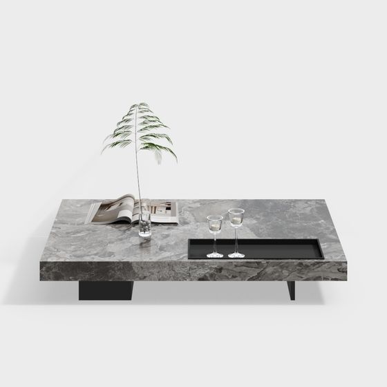 Elegant Marble-Style Coffee Table 3D Model for Modern Interiors