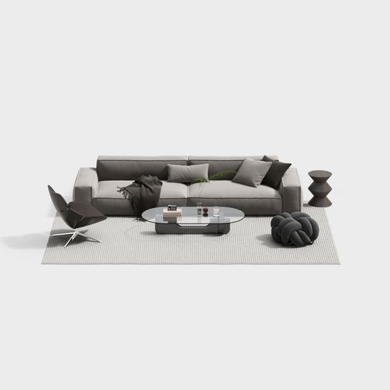Modern Minimalist Sofa Set 3D Model
