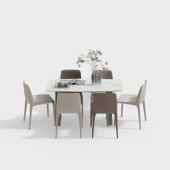 Urban Living Room Dining Table and Chairs Set 3D model