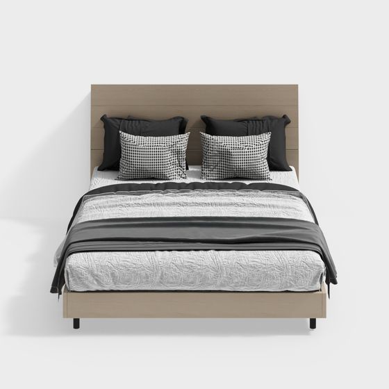 現代實木風格雙人床