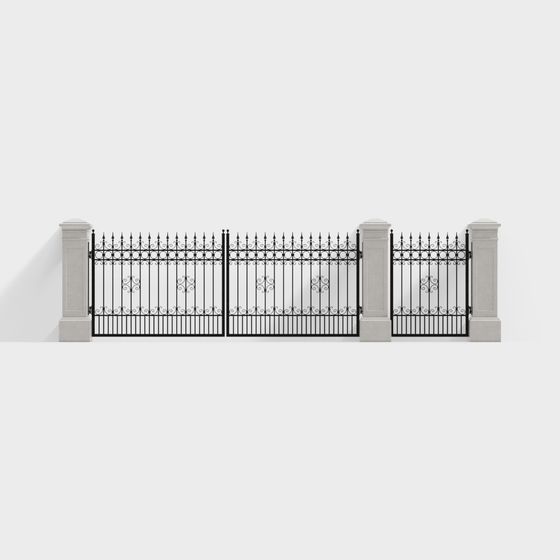 Sophisticated Low-Poly Iron Gate 3D model