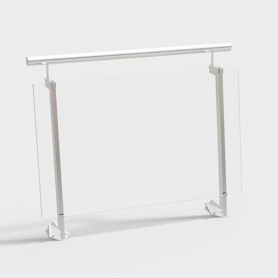 Sleek White Glass Railing 3D Model for Modern Spaces