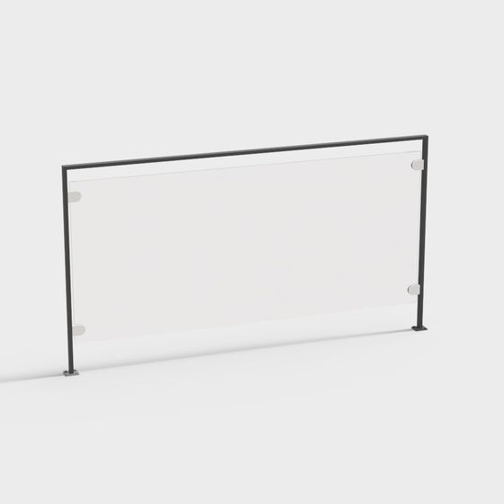 Elegant Glass Barrier 3D model with Metal Frame