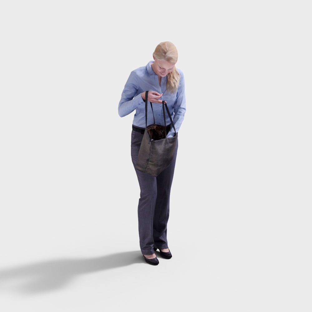 A Woman Looking for Something in a Bag