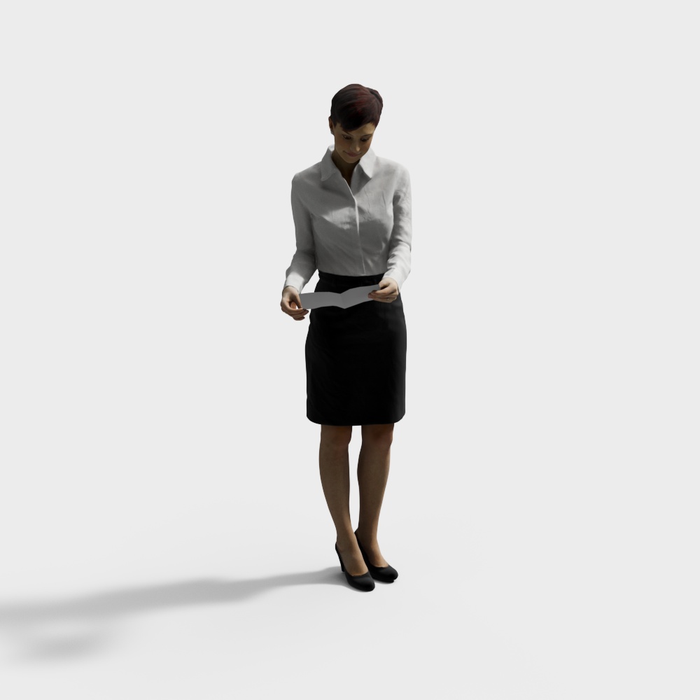 Business Woman 3D Model – Low Poly Design