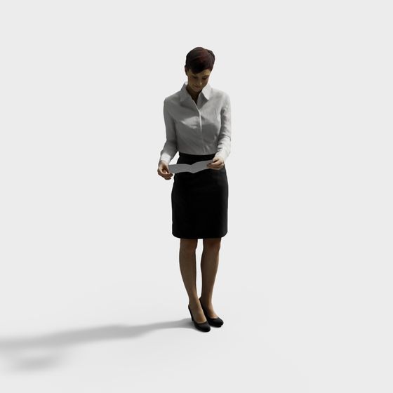 Business Woman 3D Model – Low Poly Design