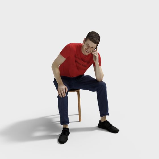 Casual Chat Low Poly Character 3D model