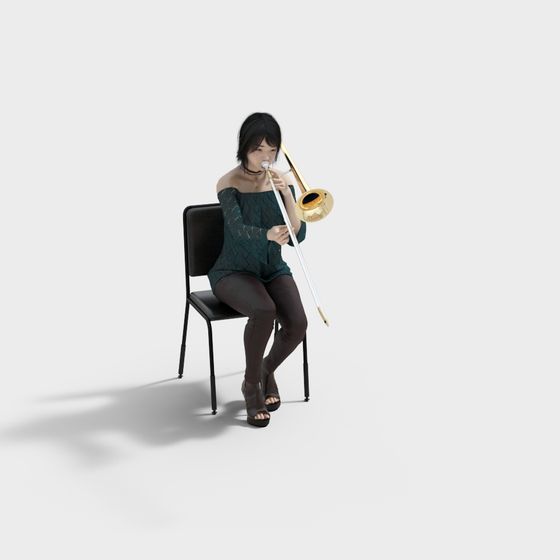 Elegant Trombone Player 3D model