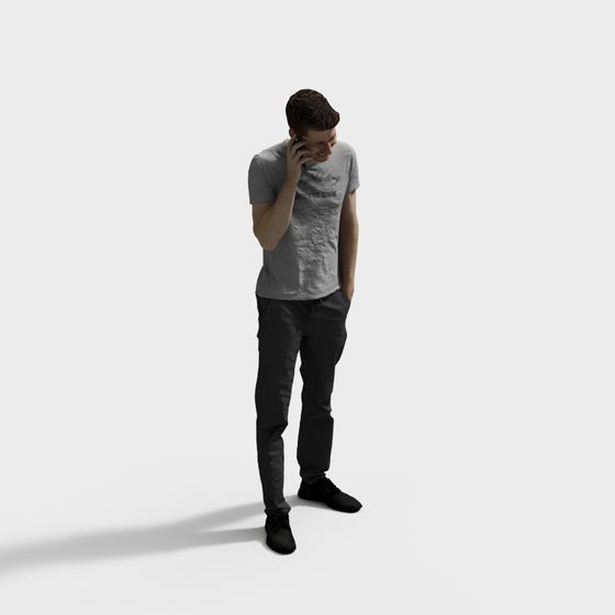 Realistic Phone-Using Character 3D Model