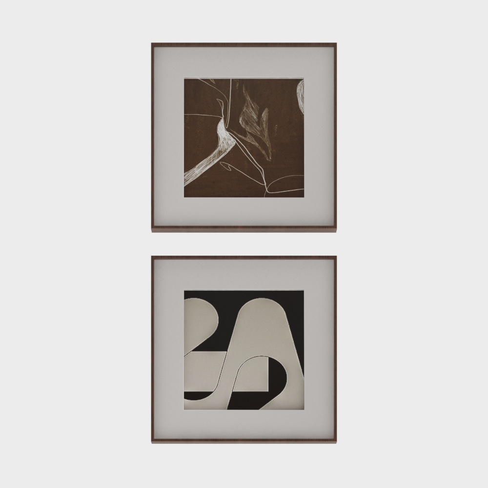 Abstract Frame Series 3D Model – Minimalist Wood Frames