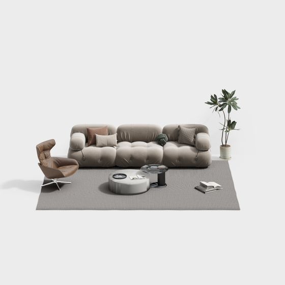Stylish Low-Poly Sofa 3D Model for Modern Interiors