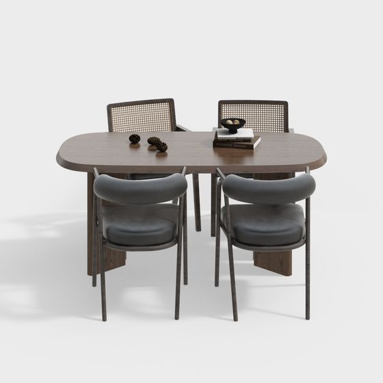 Elegant Modern Dining Table and Chair Set 3D model