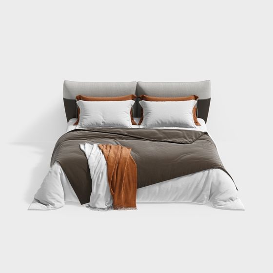 Elegant Low-Poly Bed 3D model for Modern Interiors